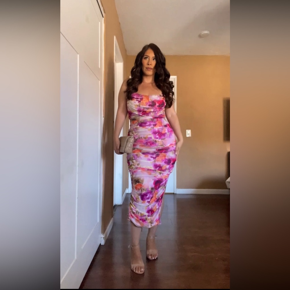 Floral Pink and Purple Women's Dress